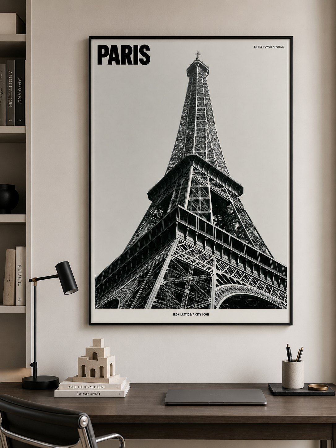 Paris Eiffel Tower Poster - Wall Art Decor - front view - paris eiffel tower poster, paris travel wall art