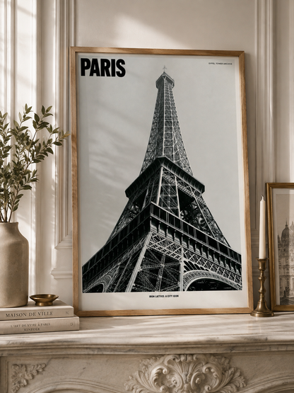 Paris Eiffel Tower Poster - Wall Art Decor - detail view - paris eiffel tower poster, paris travel wall art