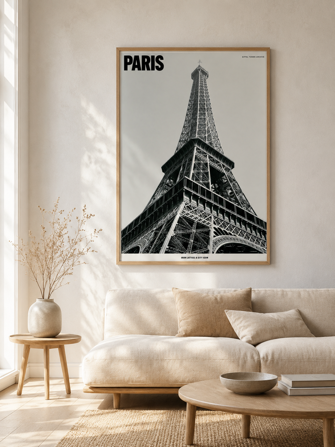 Paris Eiffel Tower Poster - Wall Art Decor - lifestyle shot - paris eiffel tower poster, paris travel wall art