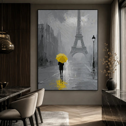 Paris Yellow Umbrella Wall Art Decor - Wall Art Decor - close up