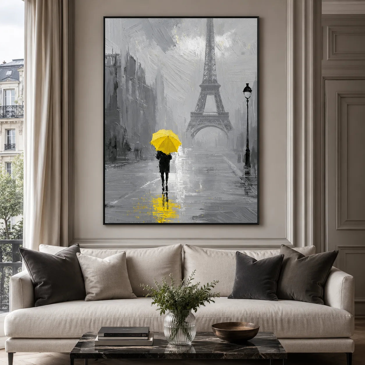 Paris Yellow Umbrella Wall Art Decor - Wall Art Decor - detail