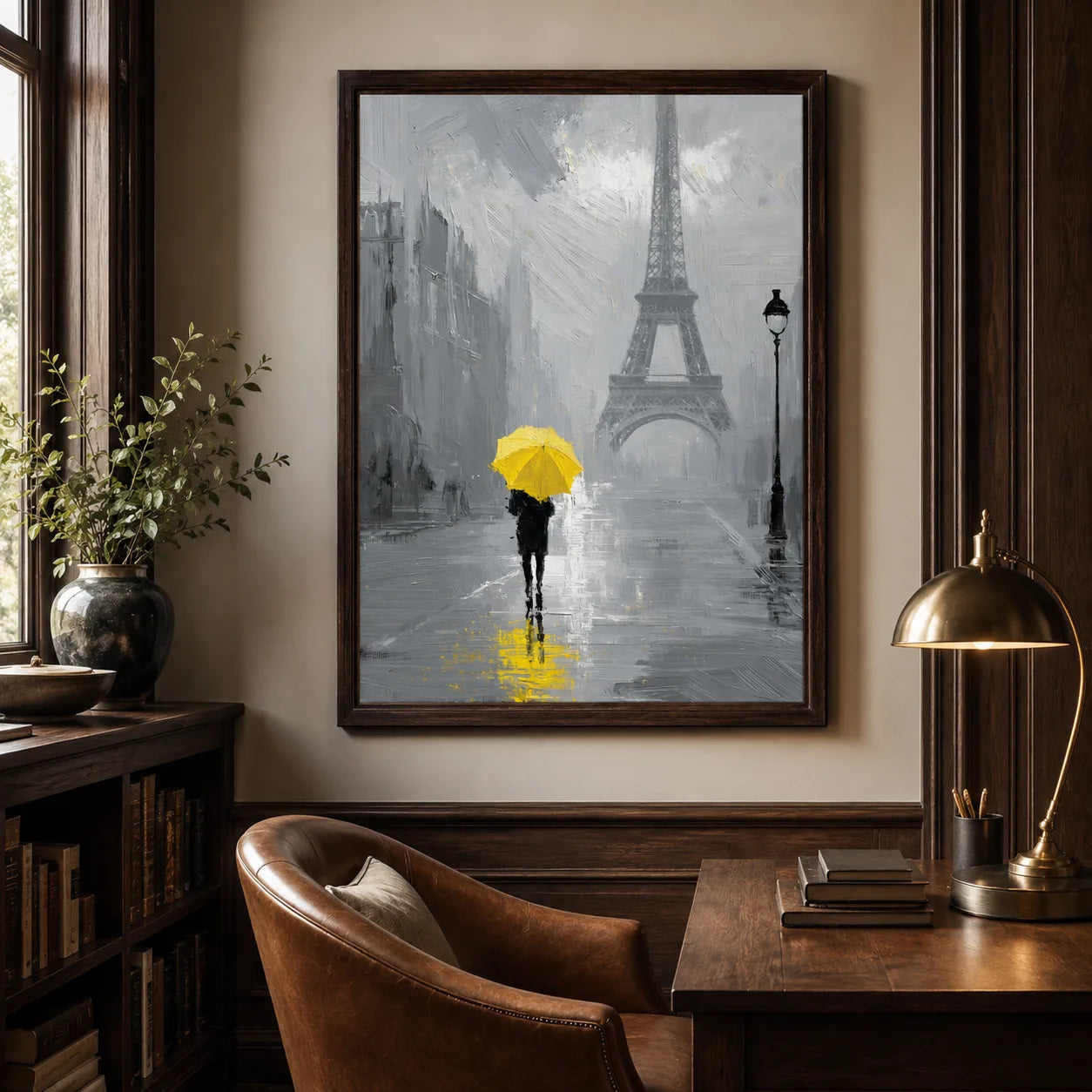 Paris Yellow Umbrella Wall Art Decor - Wall Art Decor - in use