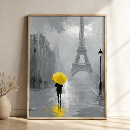 Paris Yellow Umbrella Wall Art Decor - Wall Art Decor - side view