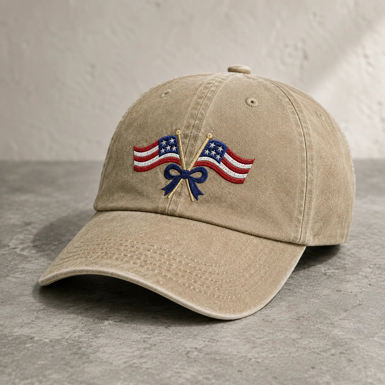 Patriotic Crossed Flags Washed Cap - washed cap - lifestyle
