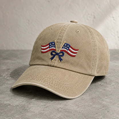 Patriotic Crossed Flags Washed Cap - washed cap - lifestyle