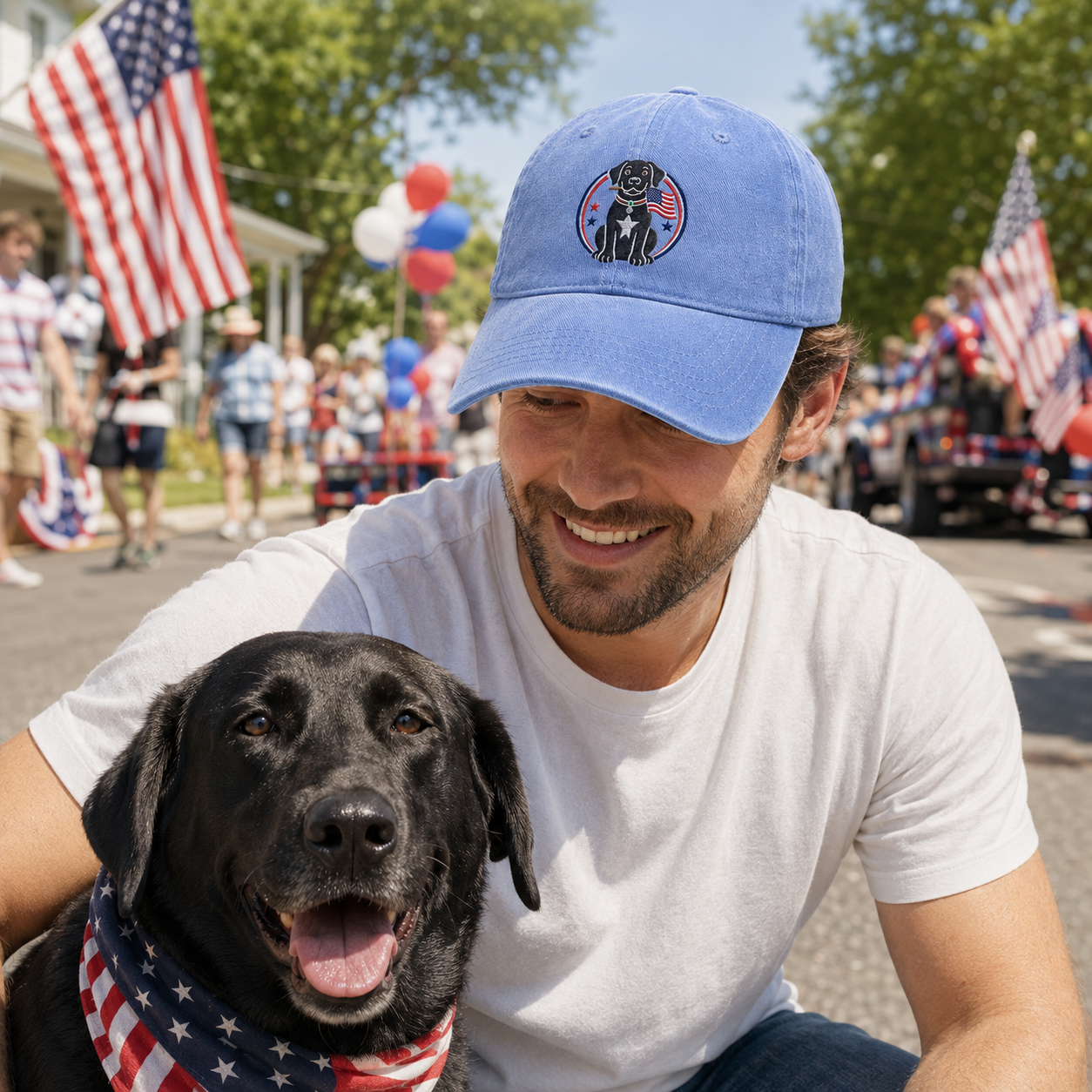 Patriotic Dog Embroidered Washed Cap - Washed Cap - lifestyle