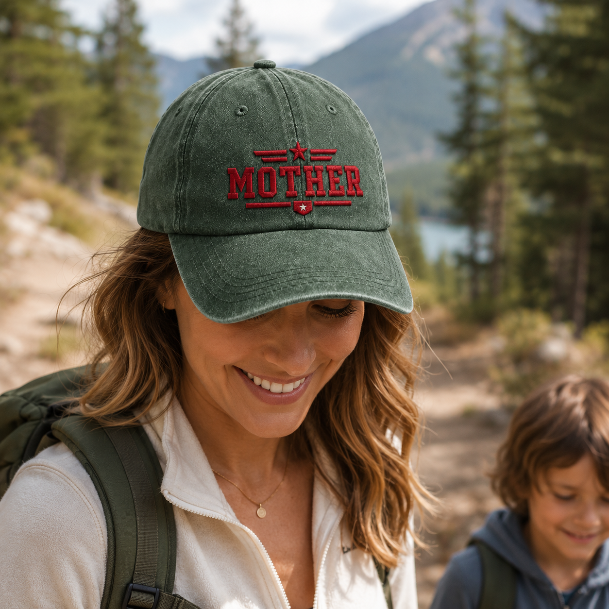 Patriotic Mother Washed Cap - Washed Cap - alternate angle