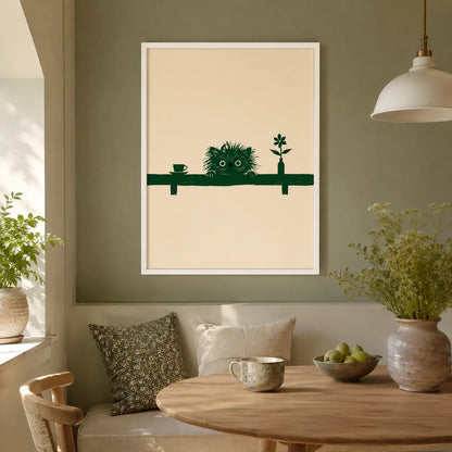 Peeking Green Cat Shelf Wall Art Decor - Wall Art Decor - alternate angle