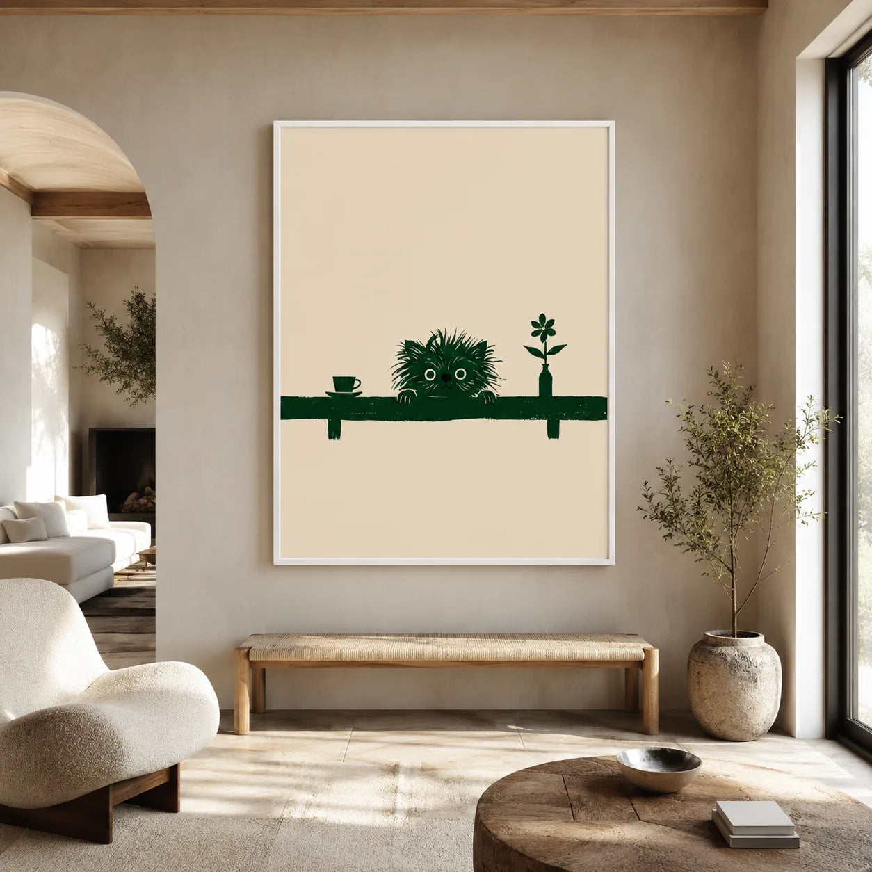 Peeking Green Cat Shelf Wall Art Decor - Wall Art Decor - close up
