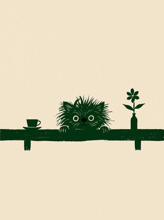Peeking Green Cat Shelf Wall Art Decor - Wall Art Decor - front view