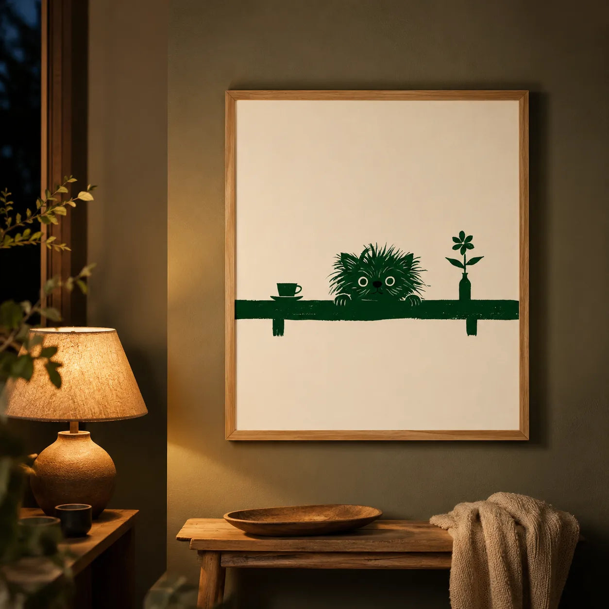 Peeking Green Cat Shelf Wall Art Decor - Wall Art Decor - lifestyle