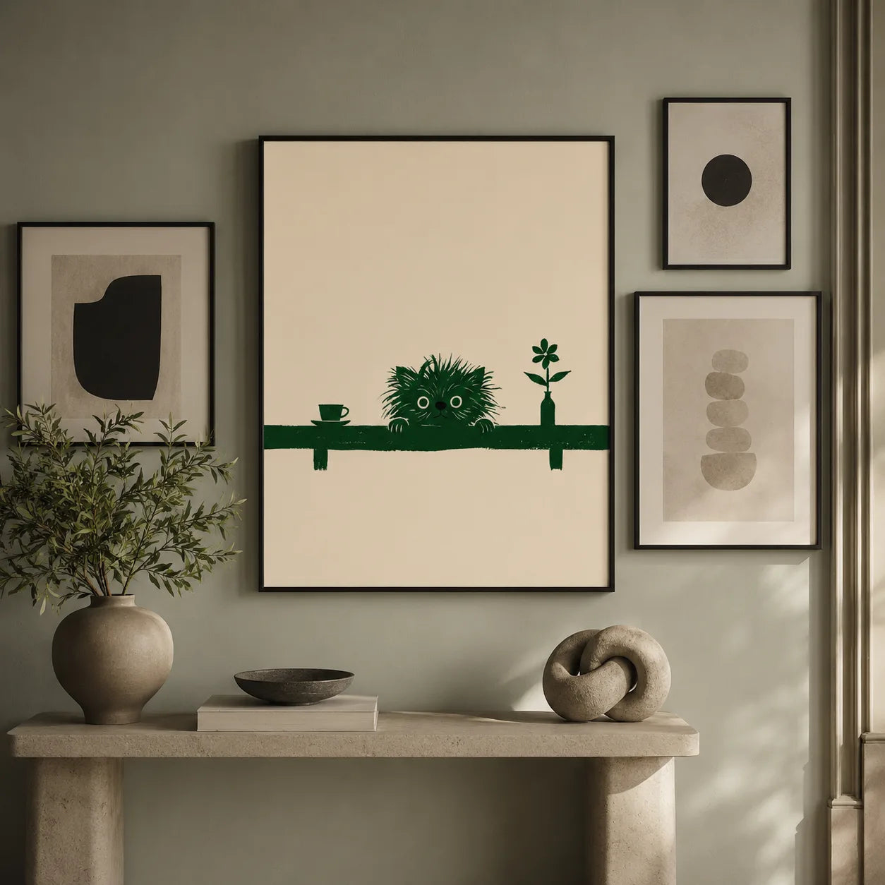 Peeking Green Cat Shelf Wall Art Decor - Wall Art Decor - view 11