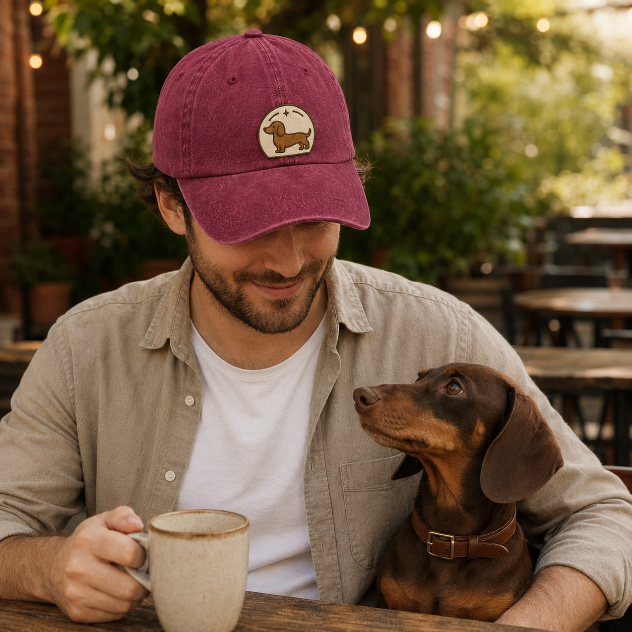 Personalized Dachshund Embroidered Washed Cap - Washed Cap - lifestyle