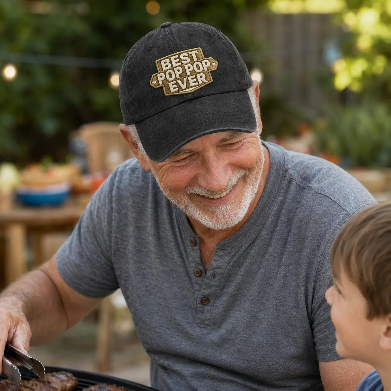 Personalized Pop Pop Ever Washed Cap - washed cap - side view