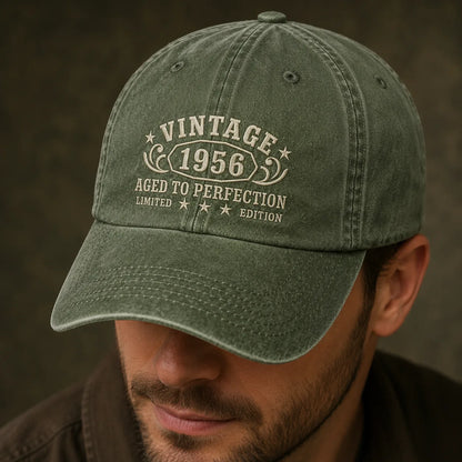 Personalized Vintage 1956 Aged To Perfection Washed Cap - washed cap - back view
