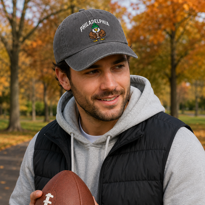 Philadelphia Eagle Embroidered Washed Cap - Washed Cap - detail