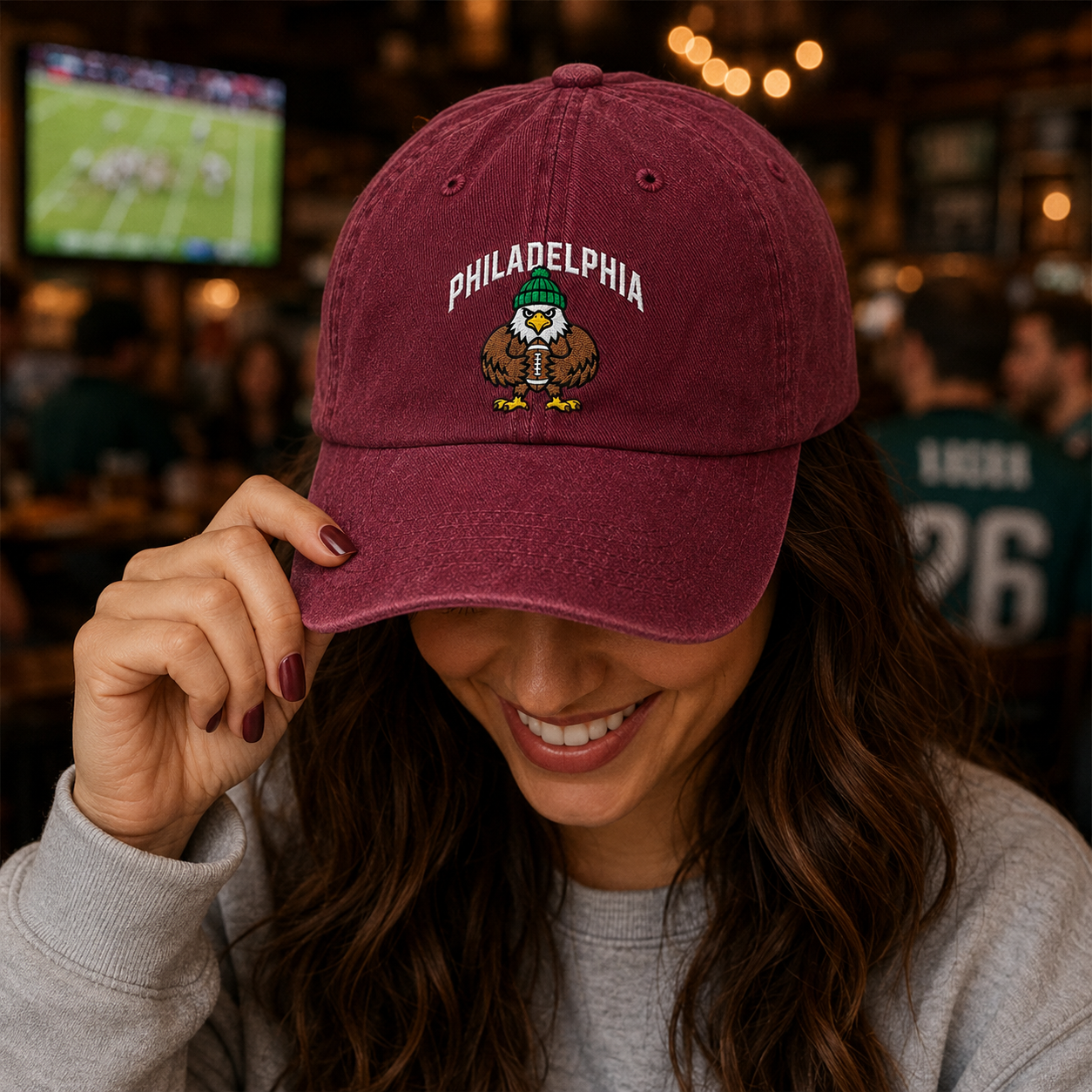 Philadelphia Eagle Embroidered Washed Cap - Washed Cap - lifestyle