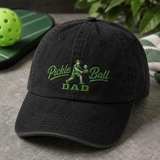 Pickle Ball Dad Embroidered Player Washed Cap - washed cap - alternate angle