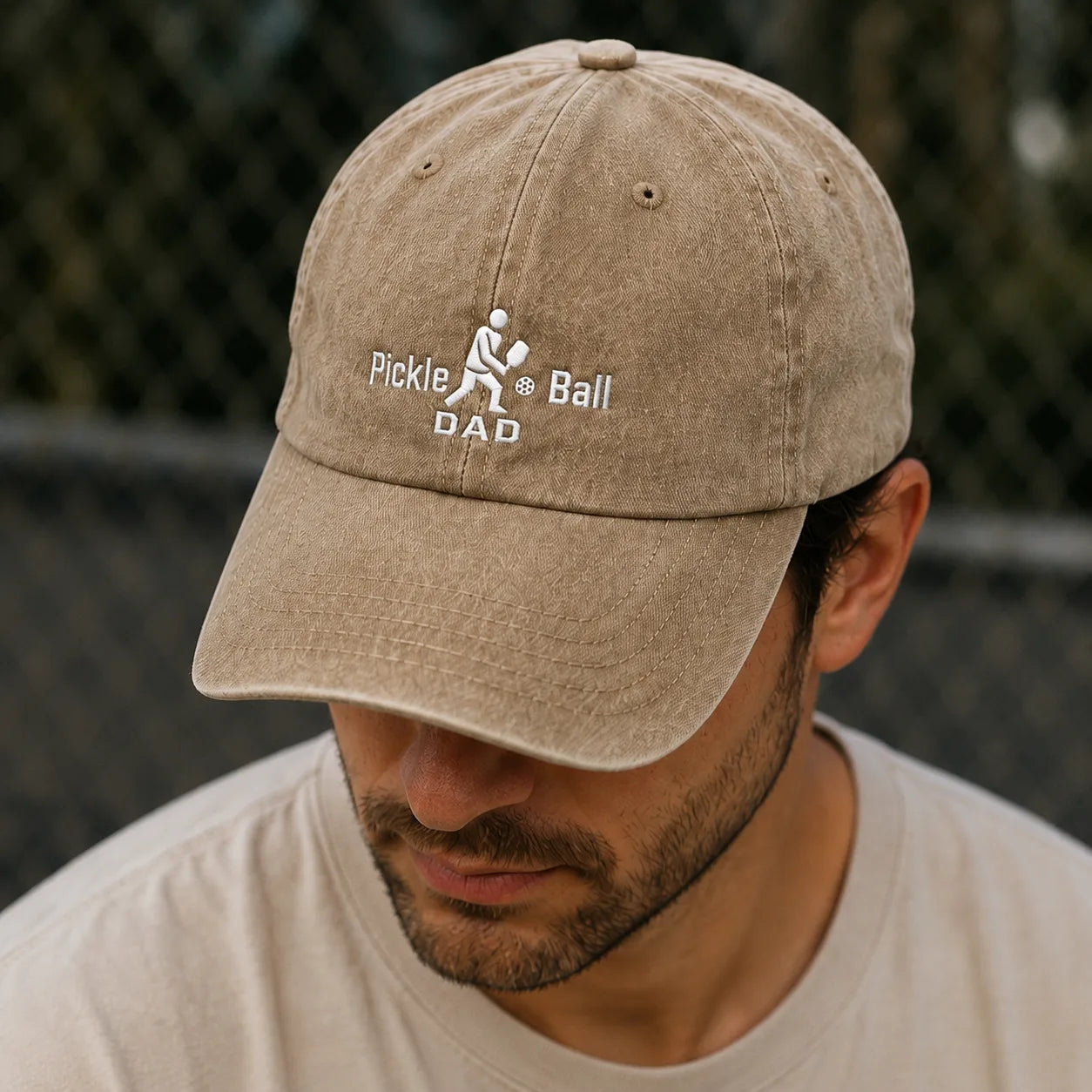 Pickle Ball Dad Washed Cap - washed cap - front view