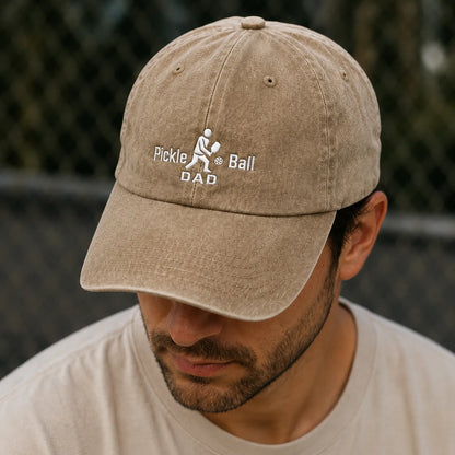 Pickle Ball Dad Washed Cap - washed cap - front view