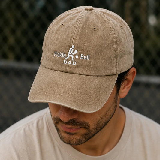 Pickle Ball Dad Washed Cap - washed cap - front view