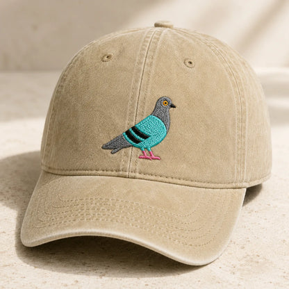 Pigeon Embroidered Washed Cap - washed cap - alternate angle