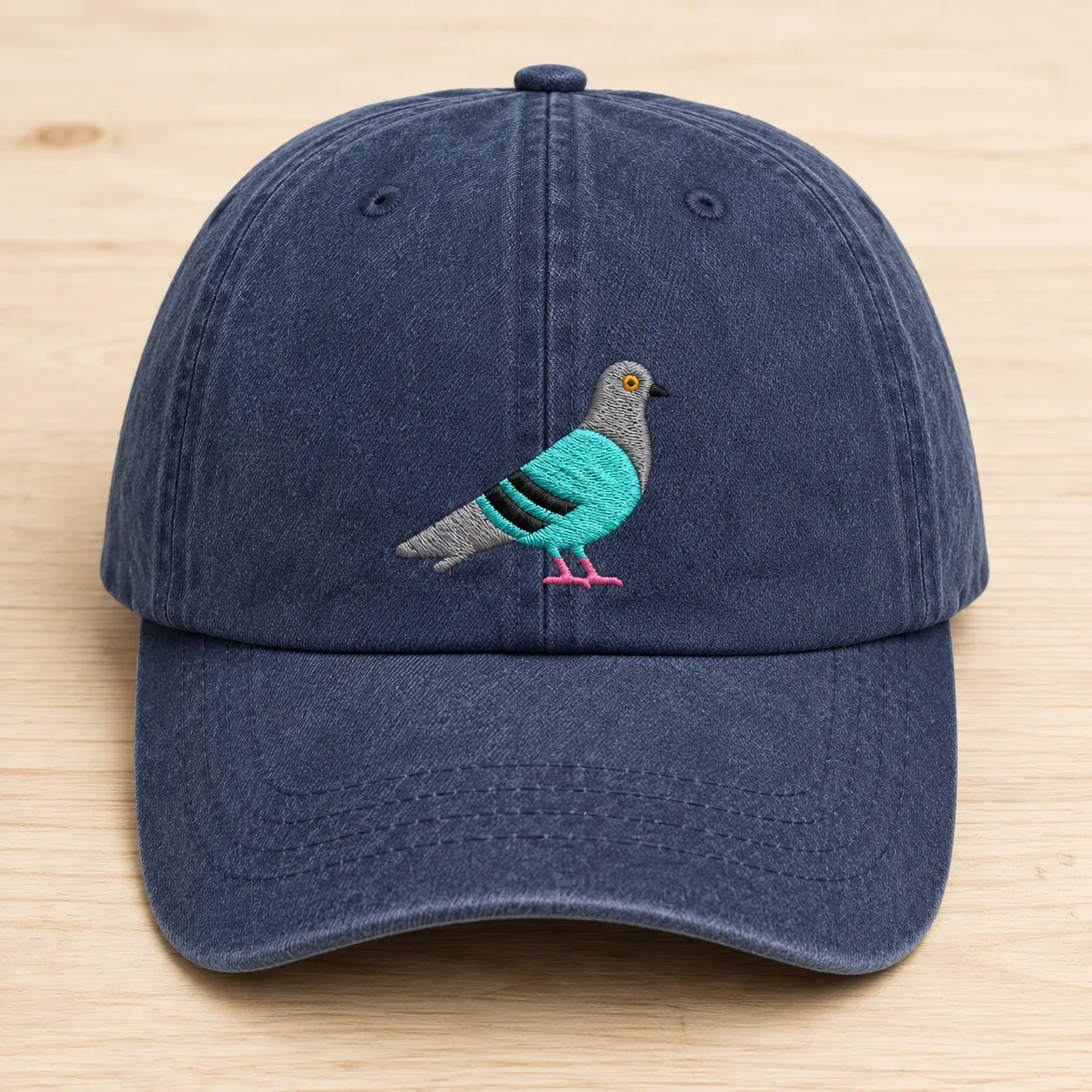 Pigeon Embroidered Washed Cap - washed cap - detail