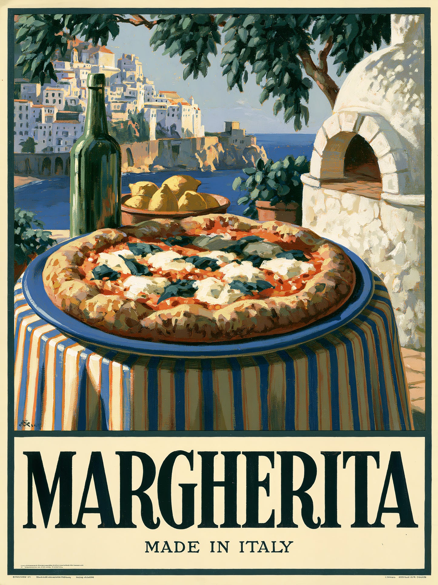 Margherita Pizza Küchenposter - Wall Art Decor - front view - pizza kitchen wall art, italian food poster