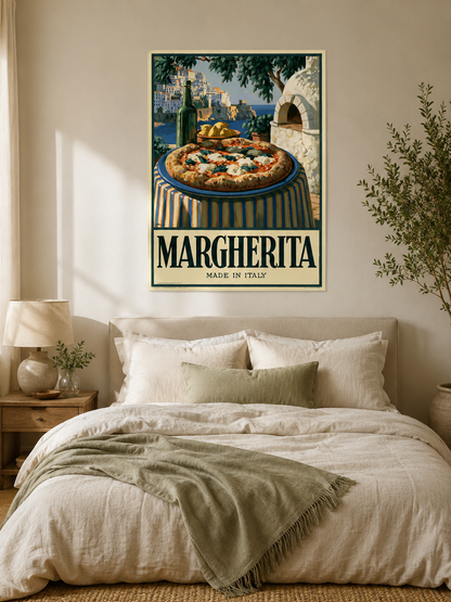 Margherita Pizza Küchenposter - Wall Art Decor - close-up - pizza kitchen wall art, italian food poster