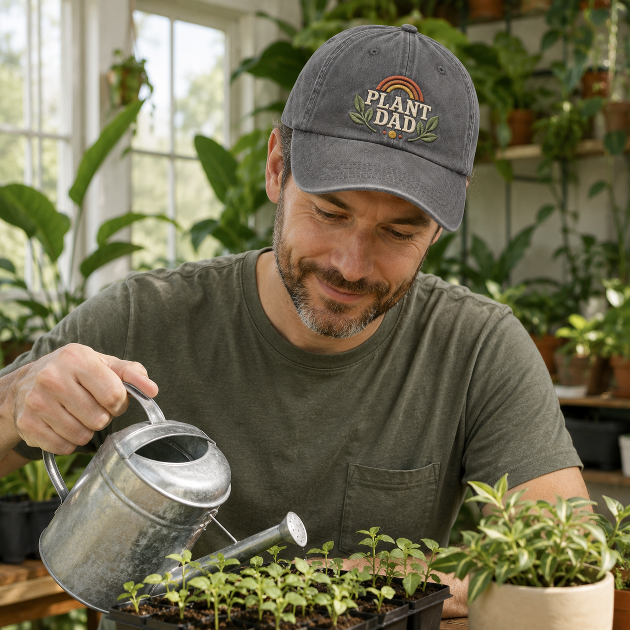 Plant Dad Embroidered Washed Cap - Washed Cap - alternate angle