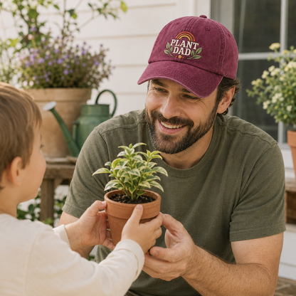 Plant Dad Embroidered Washed Cap - Washed Cap - detail