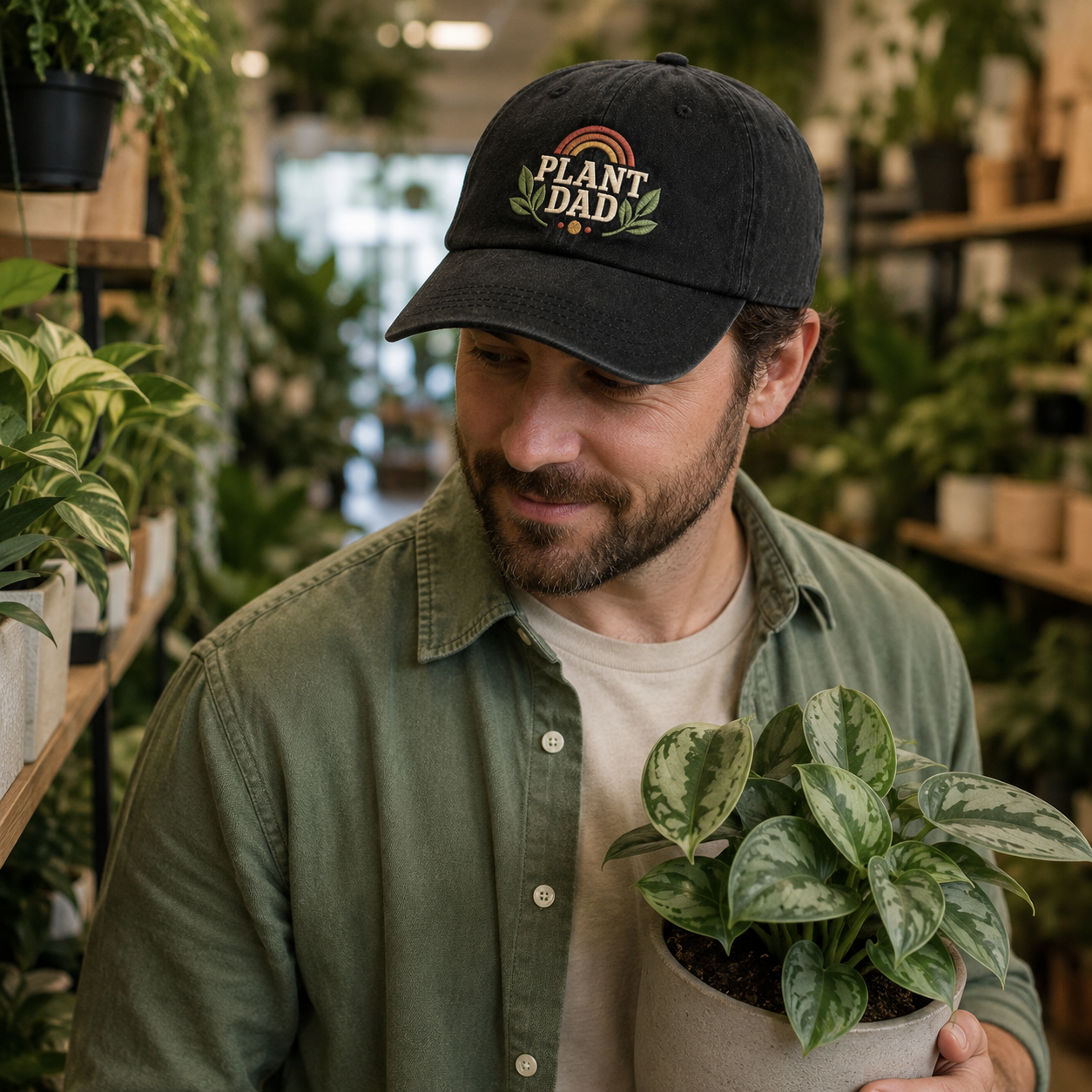 Plant Dad Embroidered Washed Cap - Washed Cap - lifestyle