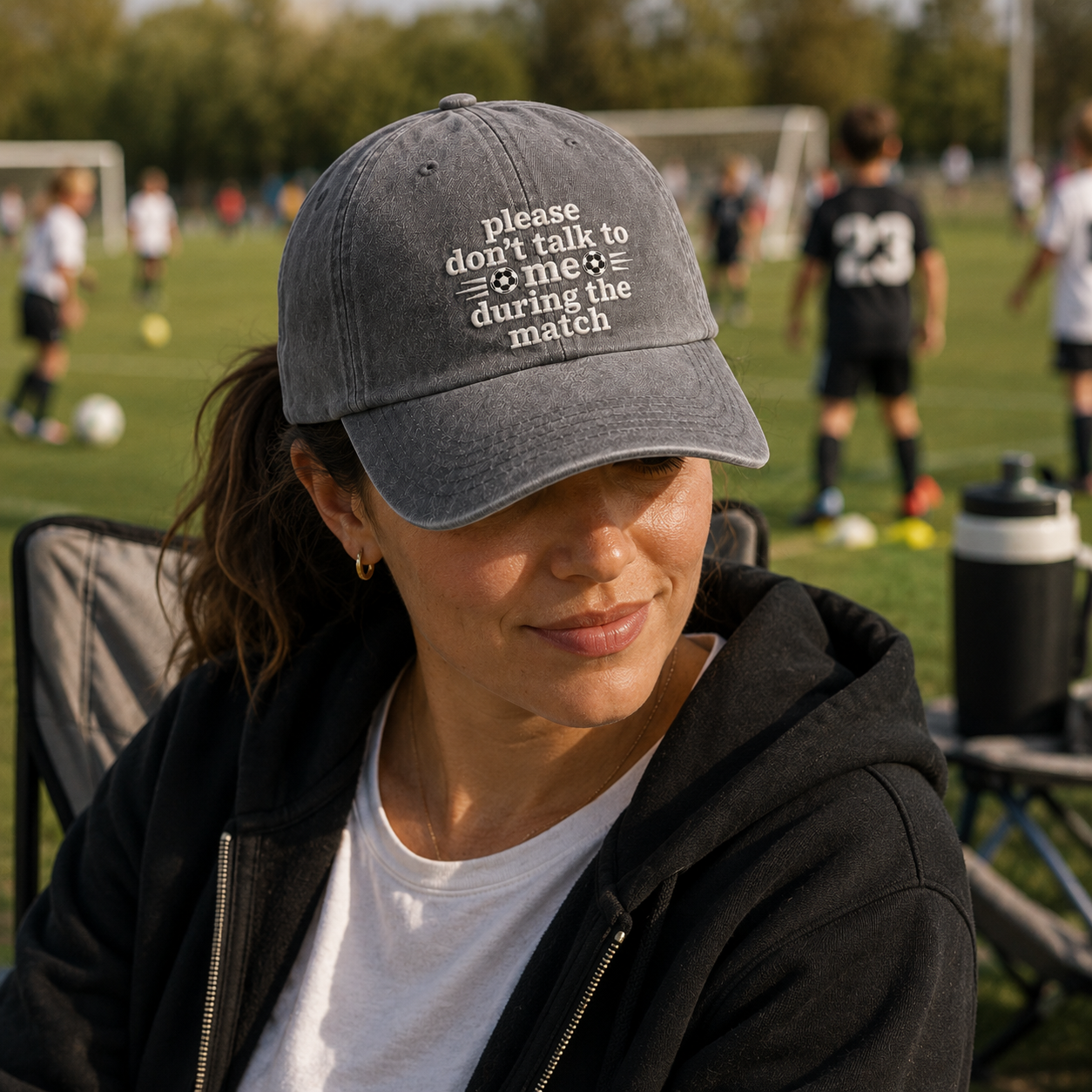Please Dont Talk Embroidered Washed Cap - Washed Cap - side view
