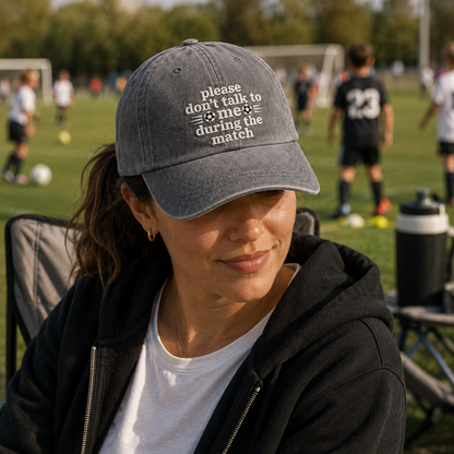 Please Dont Talk Embroidered Washed Cap - Washed Cap - side view
