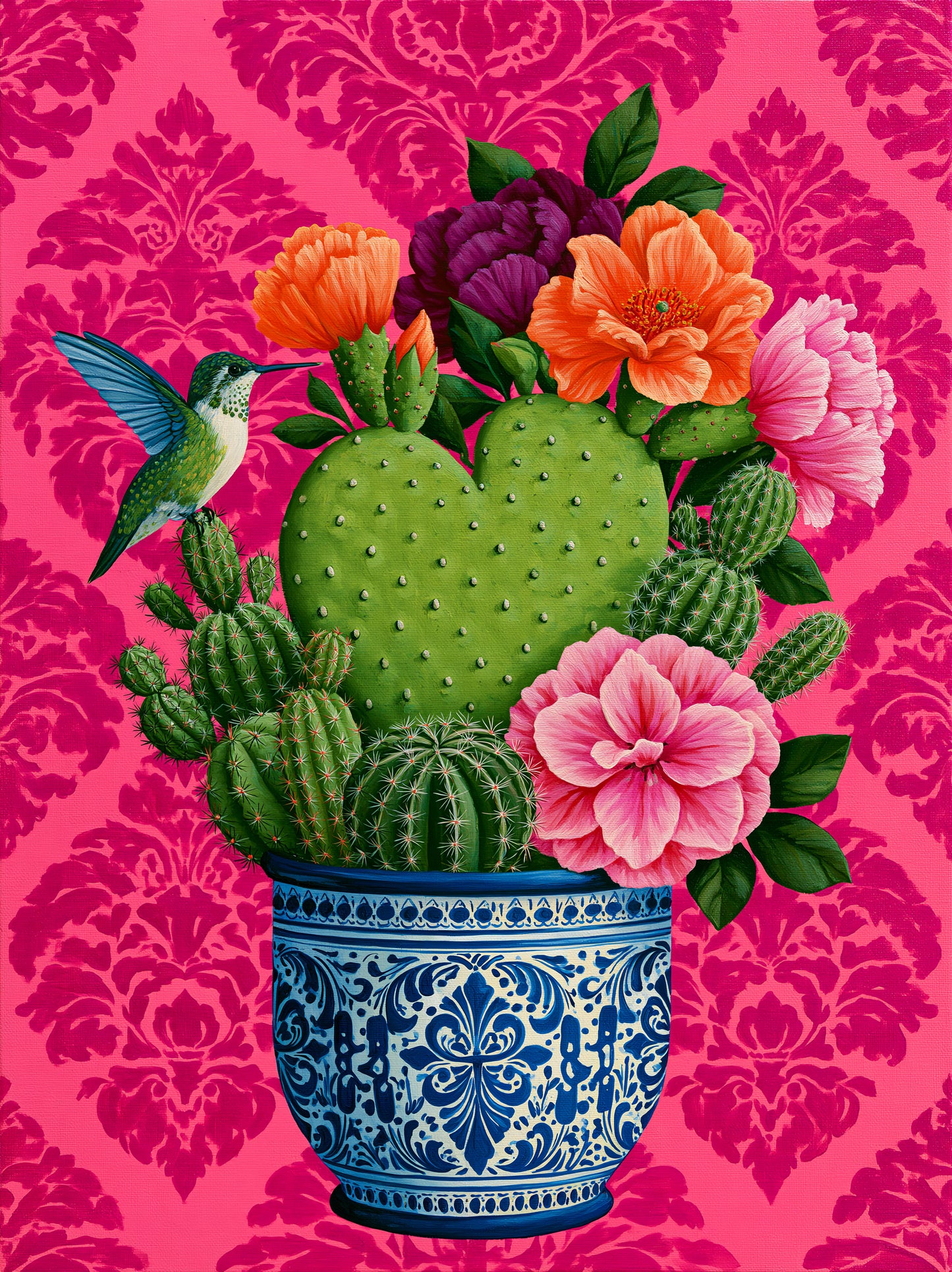 Affiche de Cactus Mexicain - Wall Art Decor - front view - prickly pear cactus art print, mexican cactus wall art