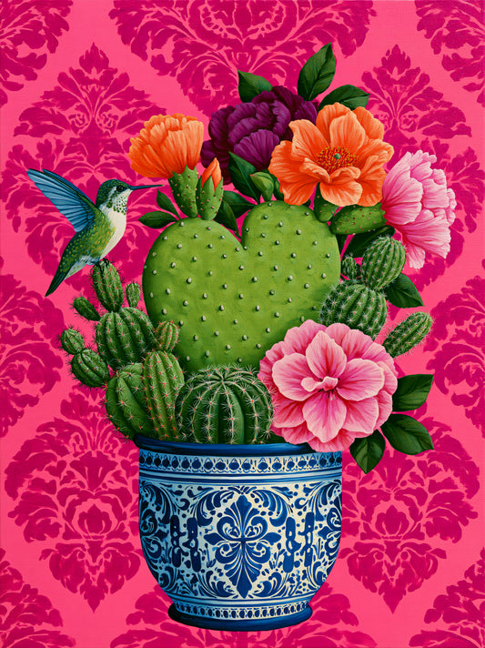 Affiche de Cactus Mexicain - Wall Art Decor - front view - prickly pear cactus art print, mexican cactus wall art