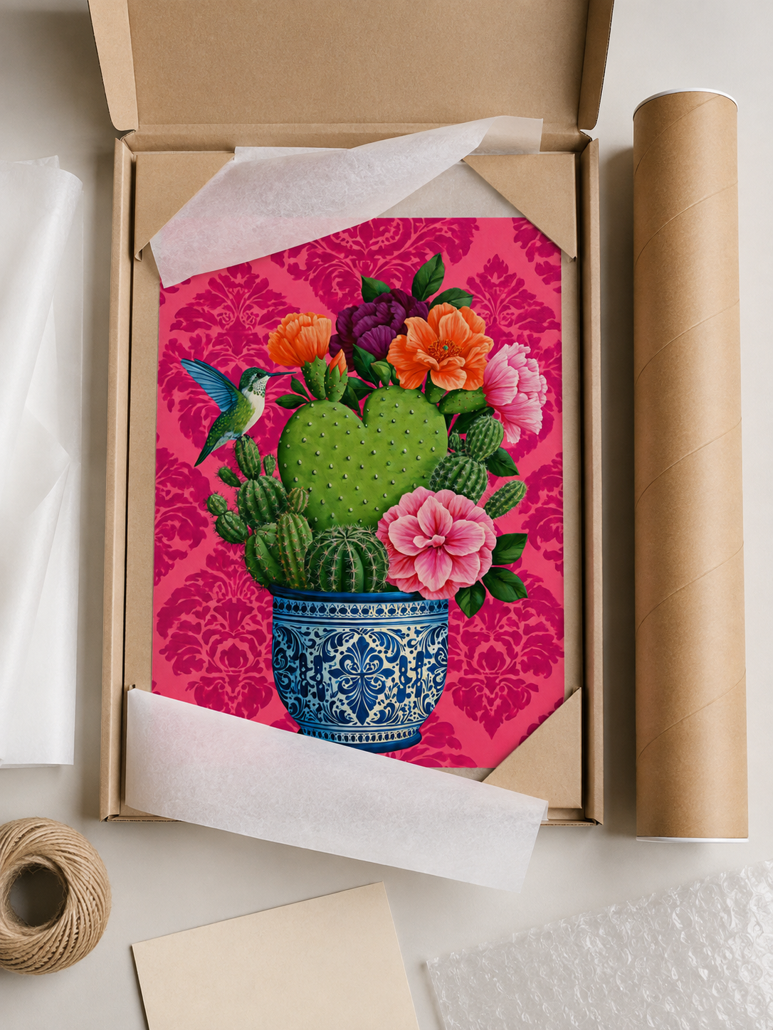 Affiche de Cactus Mexicain - Wall Art Decor - close-up - prickly pear cactus art print, mexican cactus wall art