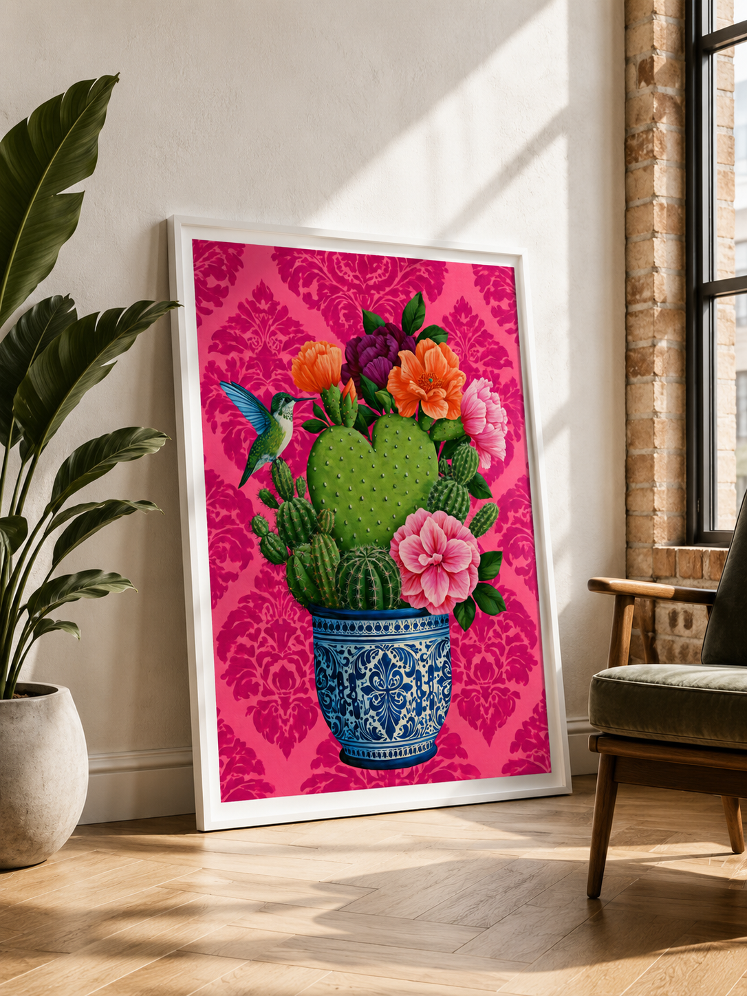 Affiche de Cactus Mexicain - Wall Art Decor - alternate angle - prickly pear cactus art print, mexican cactus wall art