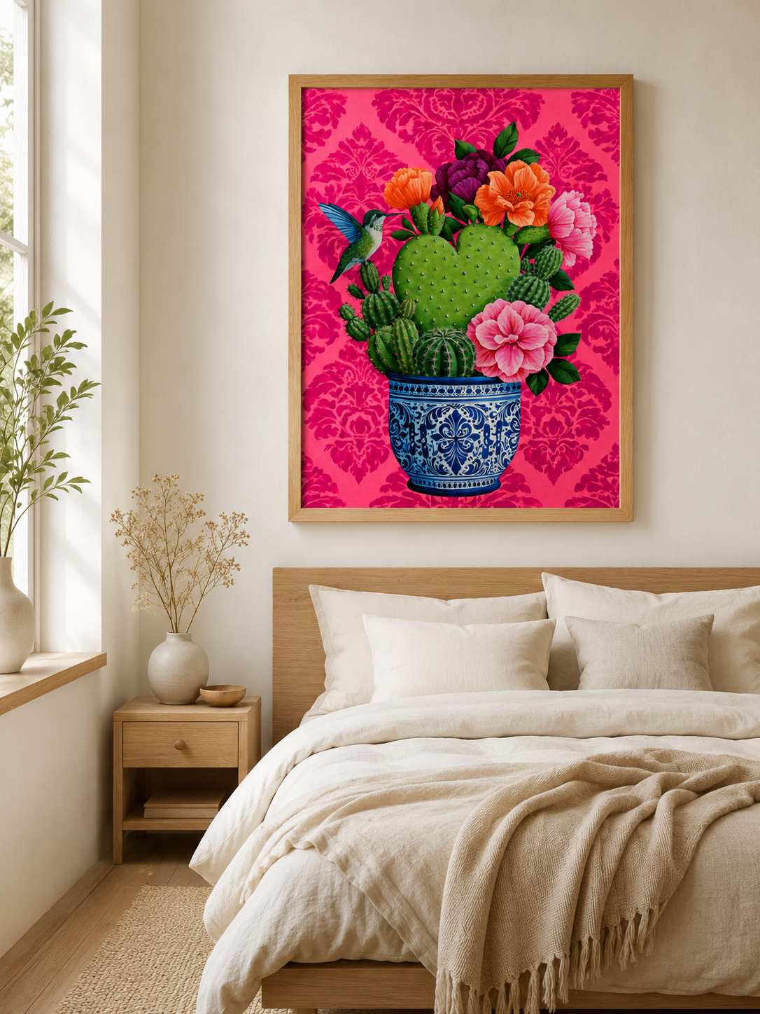Affiche de Cactus Mexicain - Wall Art Decor - lifestyle shot - prickly pear cactus art print, mexican cactus wall art