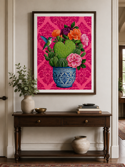 Affiche de Cactus Mexicain - Wall Art Decor - alternate angle - prickly pear cactus art print, mexican cactus wall art