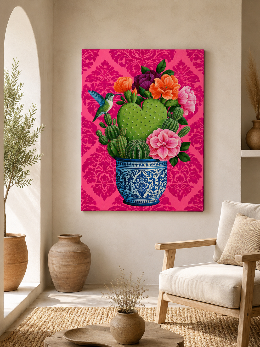 Affiche de Cactus Mexicain - Wall Art Decor - front view - prickly pear cactus art print, mexican cactus wall art