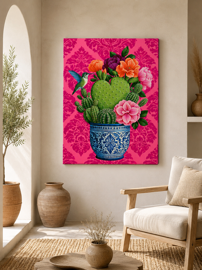 Affiche de Cactus Mexicain - Wall Art Decor - front view - prickly pear cactus art print, mexican cactus wall art