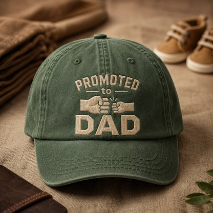 Promoted to Dad Washed Cap - washed cap - detail