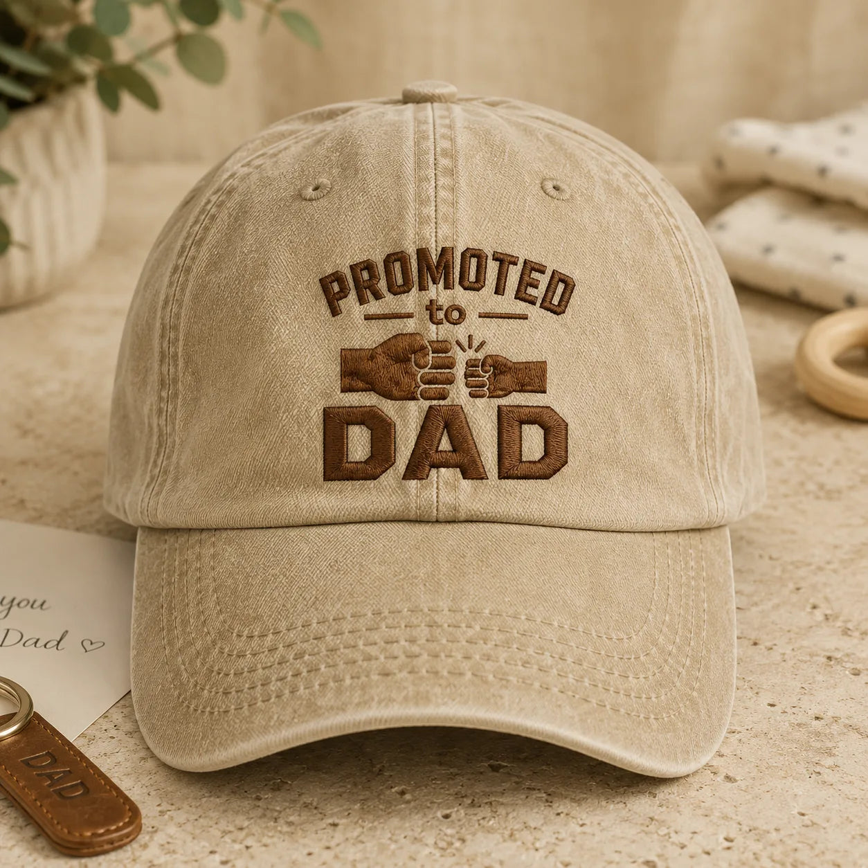 Promoted to Dad Washed Cap - washed cap - lifestyle