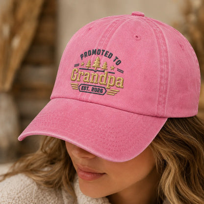 Promoted To Grandpa Washed Cap - washed cap - alternate angle