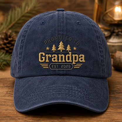 Promoted To Grandpa Washed Cap - washed cap - side view