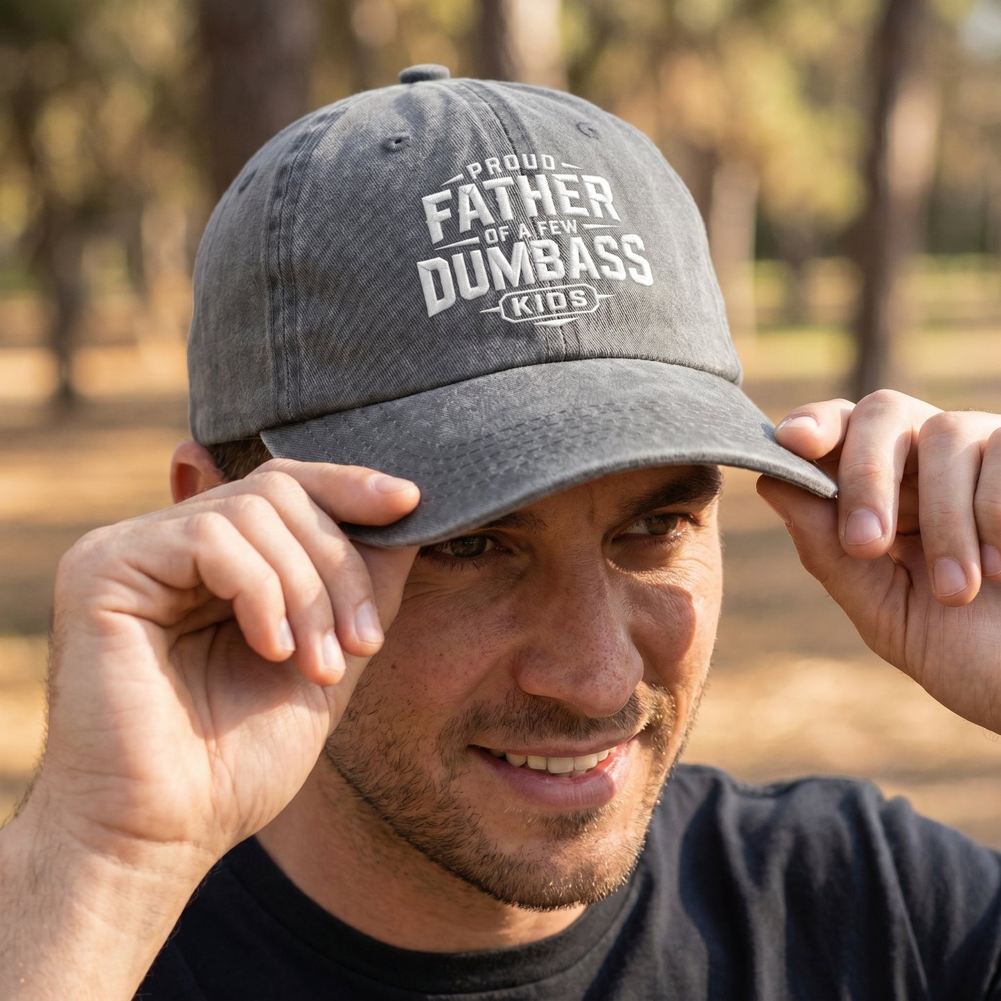Proud Dumbass Father Washed Cap - Washed Cap