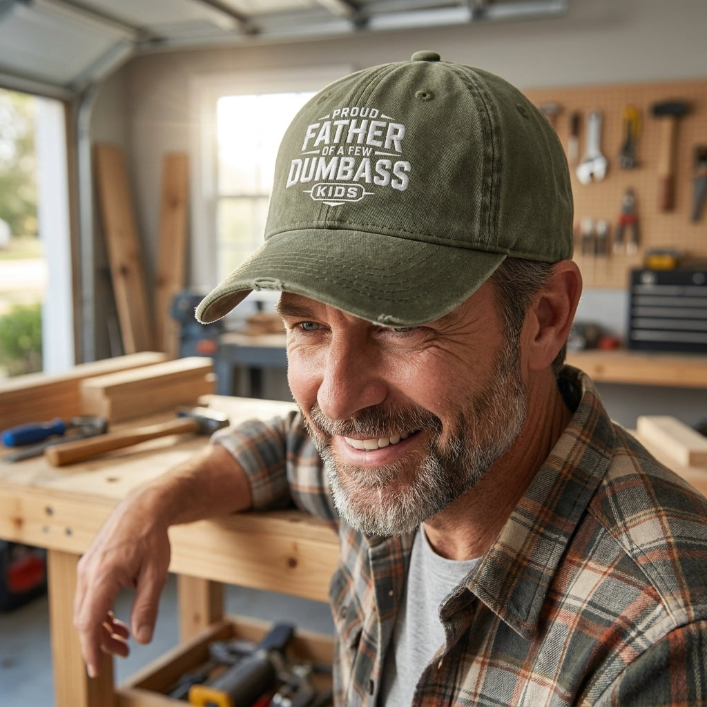 Proud Dumbass Father Washed Cap - Washed Cap