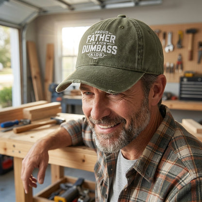 Proud Dumbass Father Washed Cap - Washed Cap