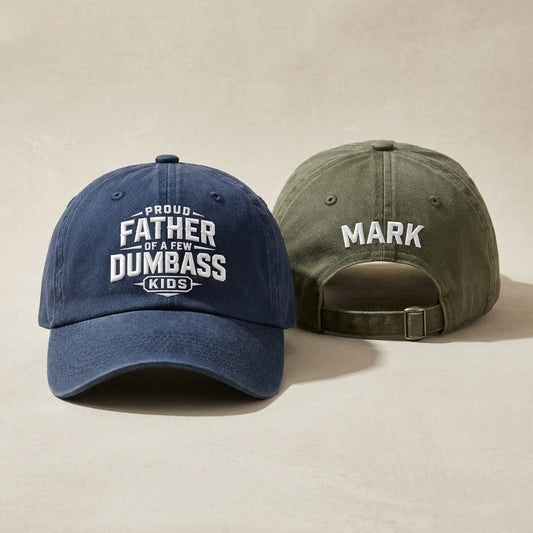 Proud Dumbass Father Washed Cap - Washed Cap 